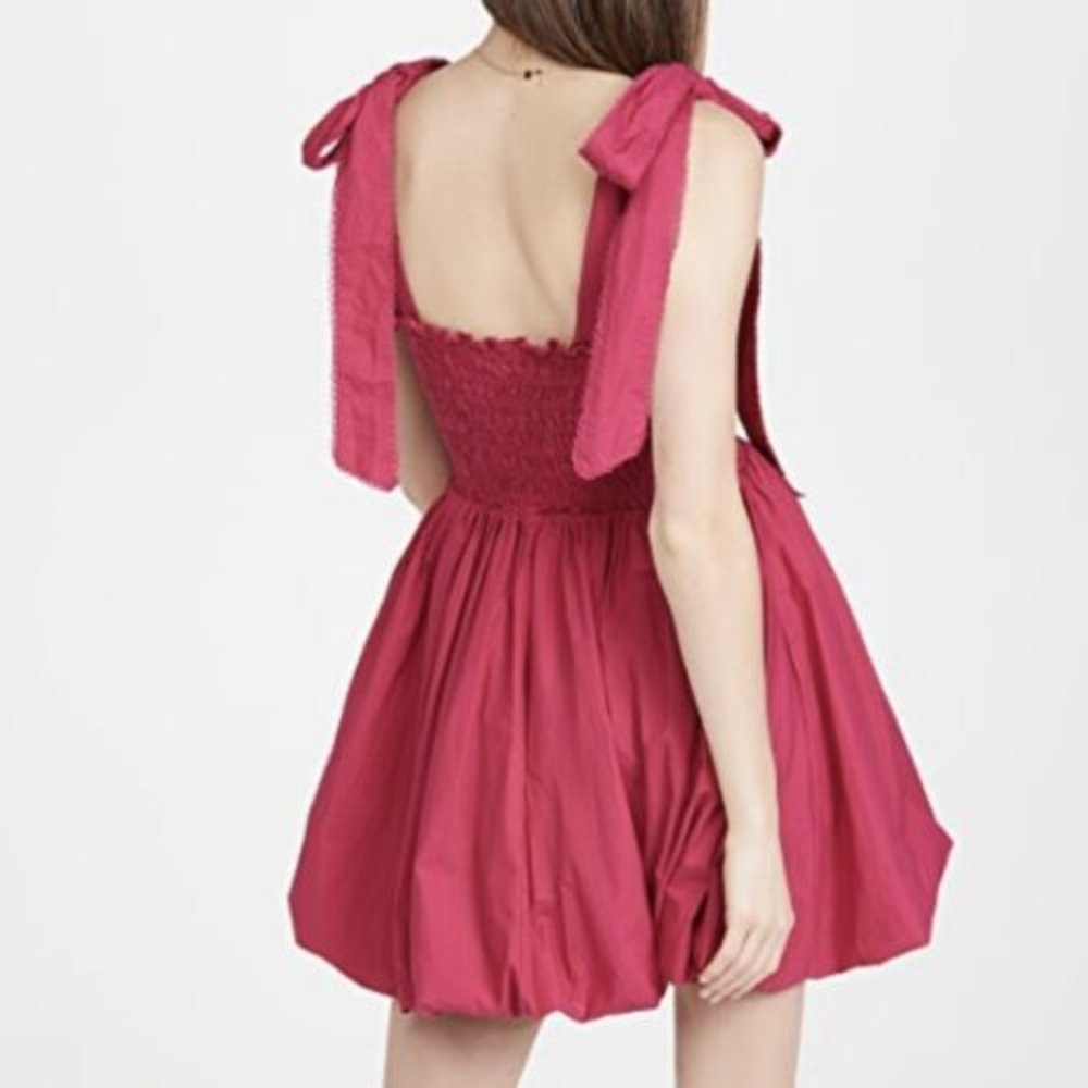 LoveShackFancy Raspberry Pink Mini Dress with Tie Straps - Picture 2 of 7